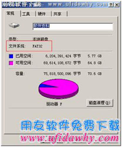 查看硬盘格式为FAT32图示