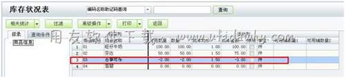 库存状况表操作图示