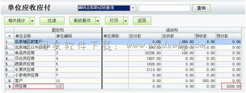 单位应收应付查询操作图示