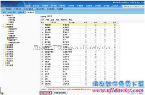 进行单据自定义项设置图示