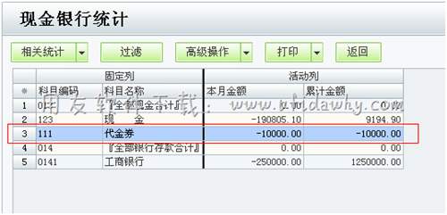 统计现金银行余额操作图示