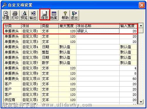 进行自定义项设置