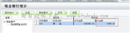 查看现金银行统计表操作图示