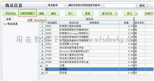 进行向下分类操作图示