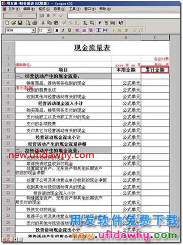 用友T3的现金流量报表如何取出累计数？ 用友T3 第3张