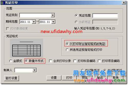 用友T3软件中怎么设置打印数量，外币金额式凭证？ 用友T3 第3张