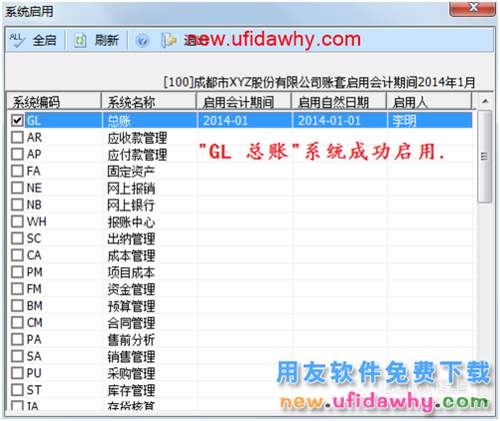 用友U8操作教程：[10]启用或关闭总账系统