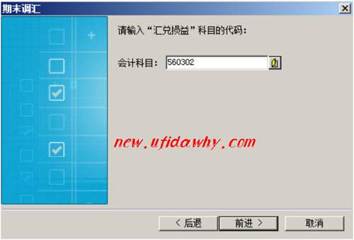 输入汇兑损益科目代码