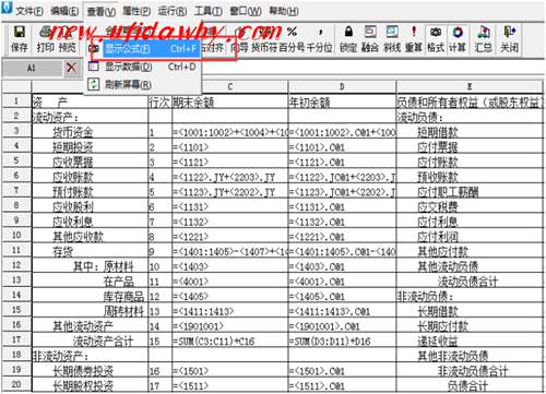 怎么样修改金蝶KIS记账王报表公式