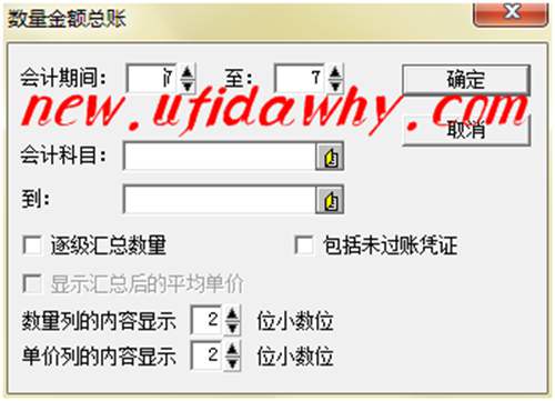 数量金额总账过滤框