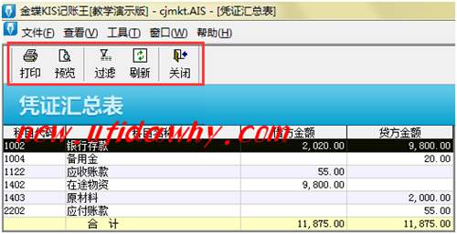 金蝶KIS记账王怎样打印凭证汇总表